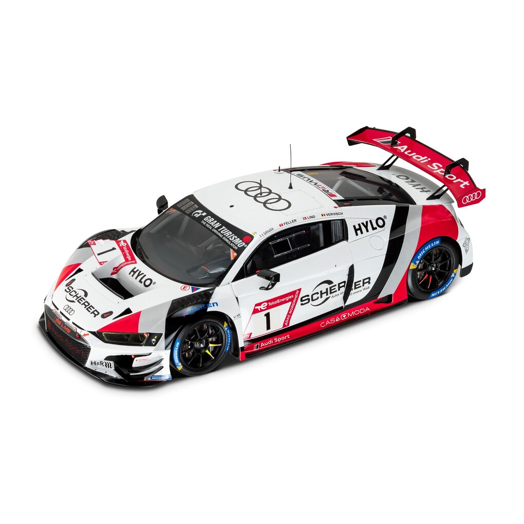 Audi R8 LMS GT3 modellautó, 24h Nürburgring 2023, 1 rajtszám, 1:43 méretarány