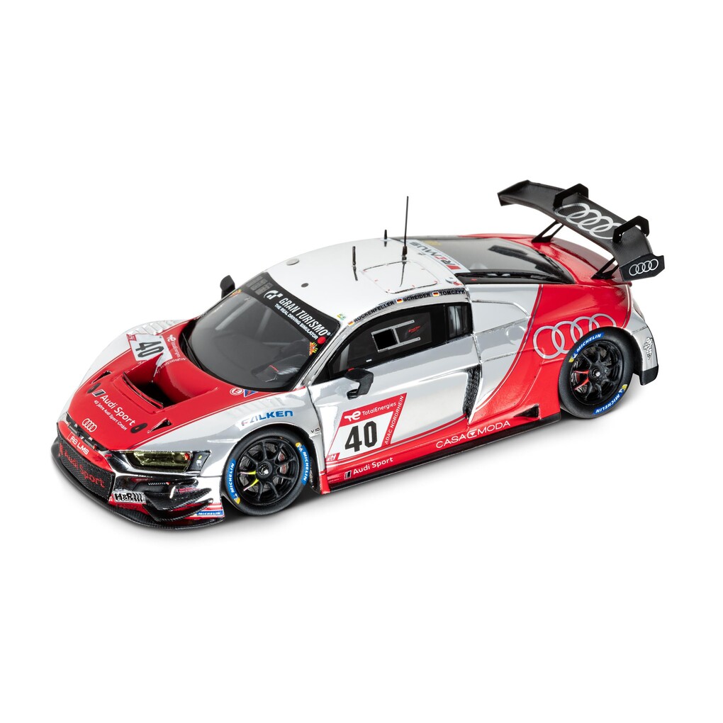Audi R8 LMS GT3 modellautó, 24h Nürburgring 2023, 40 rajtszám, 1:43 méretarány