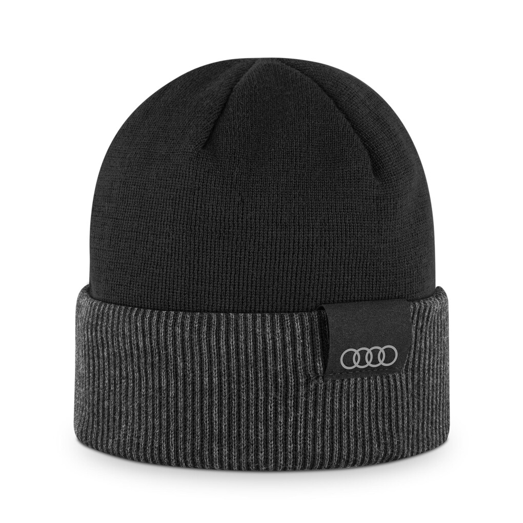 Audi kifordítható kötött sapka, fekete/szürke