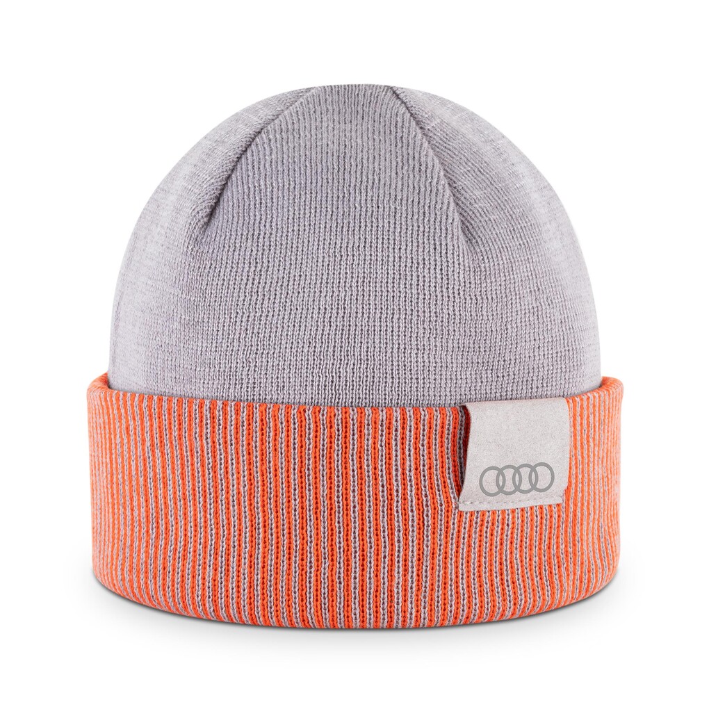 Audi kifordítható kötött sapka, narancssárga/világosbarna