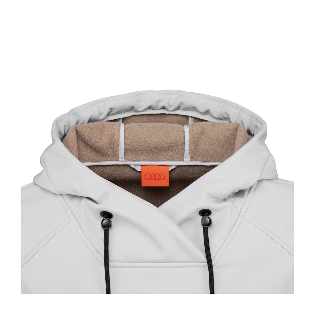 Audi uniszex softshell kapucnis felső, világosszürke